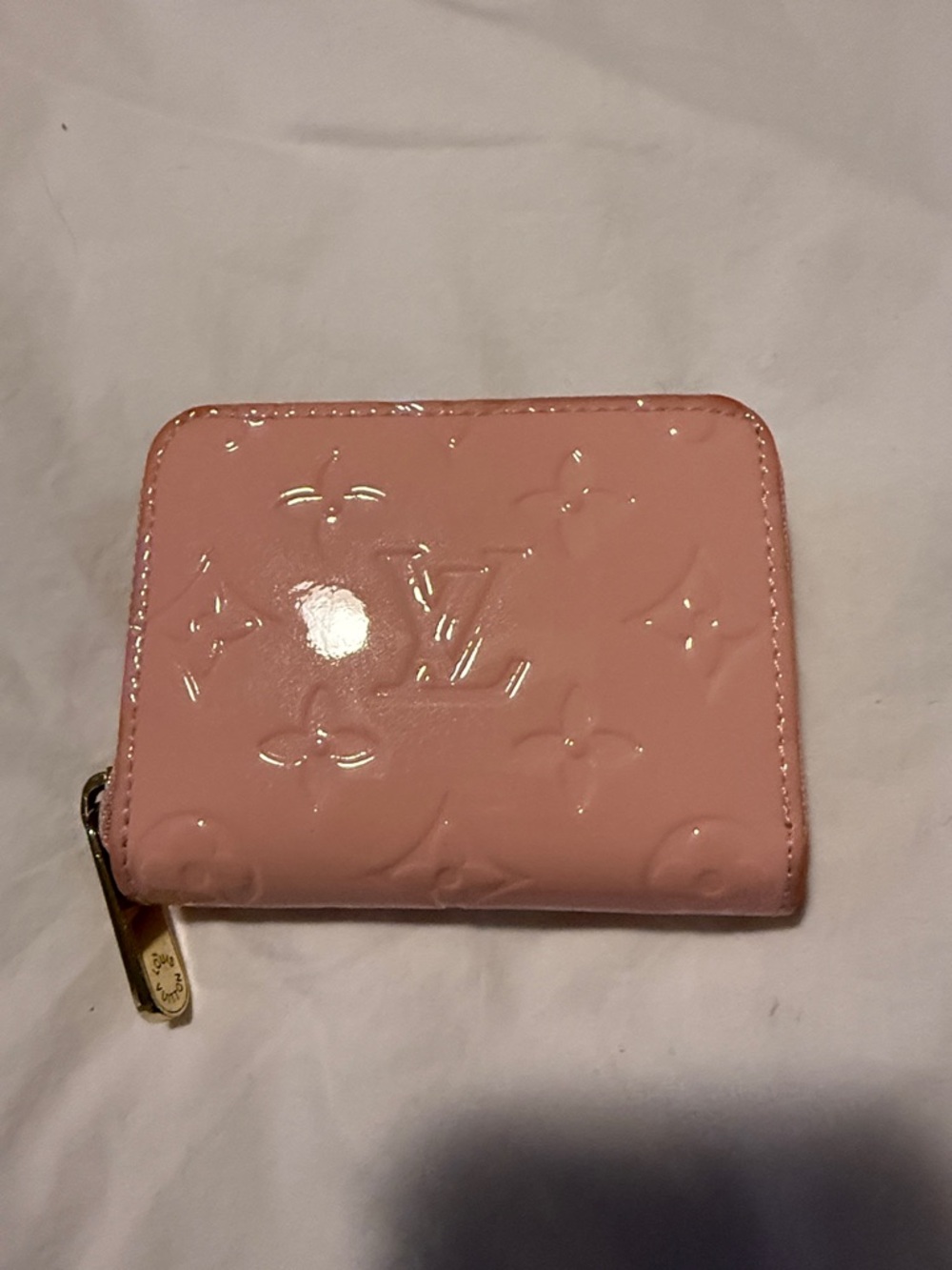 Louis Vuitton Pink Patent Monogram Zip Around Wallet